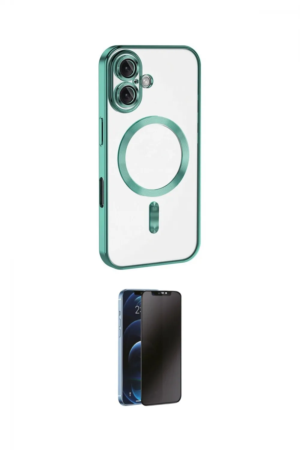 ieg™ iPhone 16 Kılıf Nova Işık Özel Seri - Siyah 3D Antistatik Hayalet Cam Ekran Koruyucu