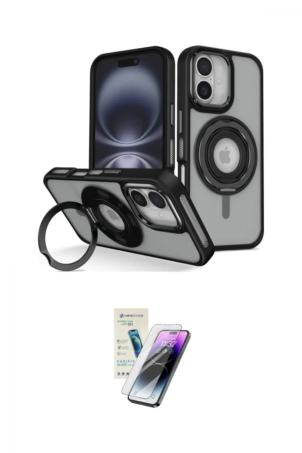 ieg™ iPhone 16 Kılıf Nova Minimal Serisi - Şeffaf Pasifik Cam Ekran Koruyucu