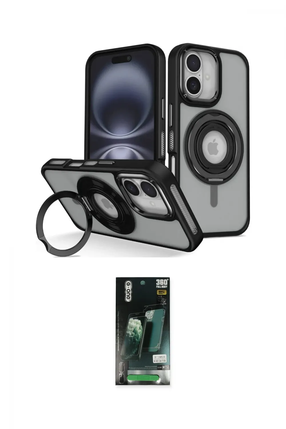 ieg™ iPhone 16 Kılıf Nova Minimal Serisi - Siyah 360 Mat Full Body Arka Koruyucu