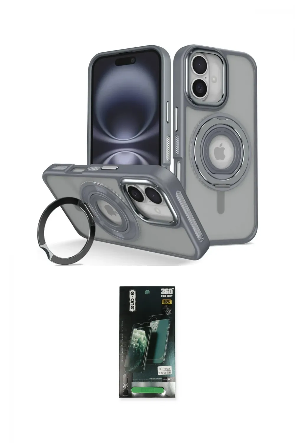 ieg™ iPhone 16 Kılıf Nova Minimal Serisi - Siyah 360 Mat Full Body Arka Koruyucu