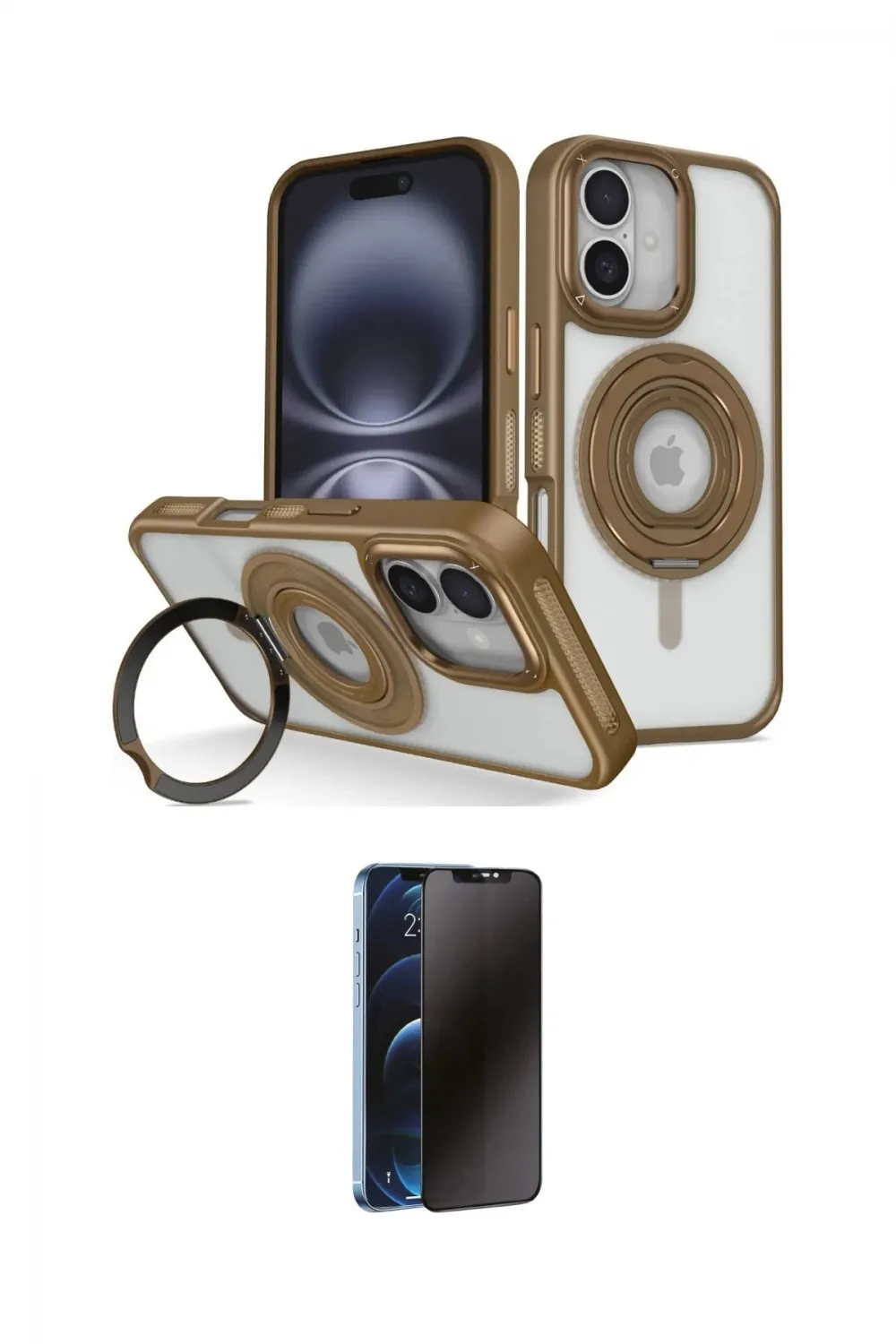 ieg™ iPhone 16 Kılıf Nova Minimal Serisi - Siyah 3D Antistatik Hayalet Cam Ekran Koruyucu