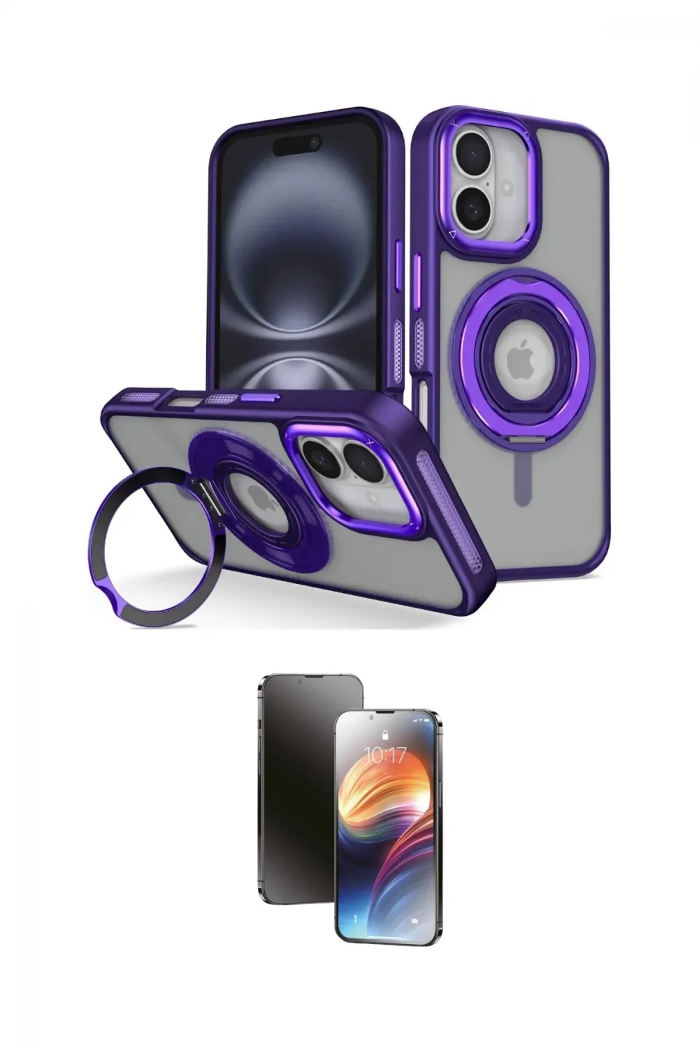 ieg™ iPhone 16 Kılıf Nova Minimal Serisi - Siyah 3D Antistatik Mat Seramik Nano Ekran Koruyucu