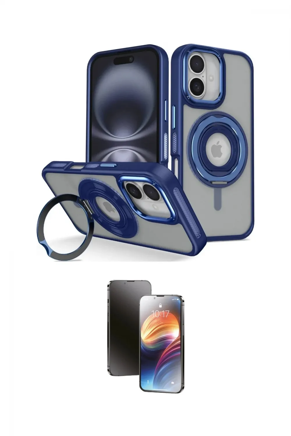 ieg™ iPhone 16 Kılıf Nova Minimal Serisi - Siyah 3D Antistatik Mat Seramik Nano Ekran Koruyucu