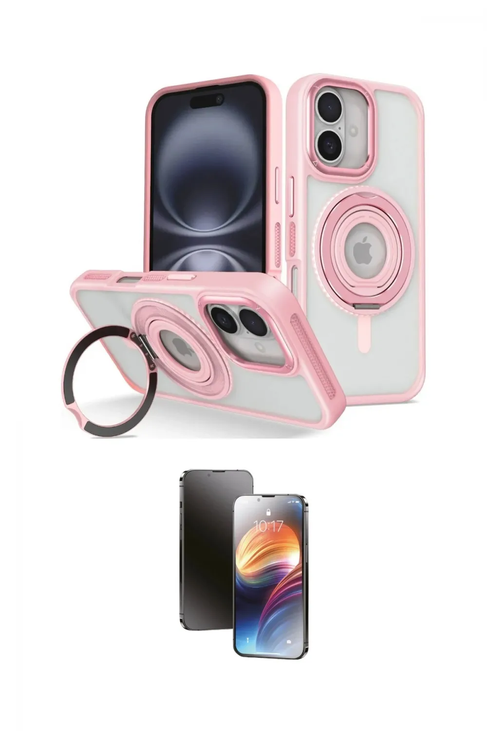ieg™ iPhone 16 Kılıf Nova Minimal Serisi - Siyah 3D Antistatik Mat Seramik Nano Ekran Koruyucu