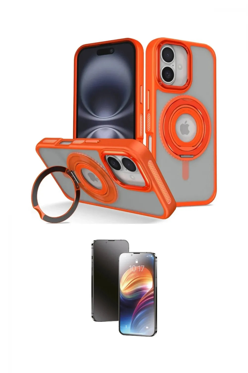 ieg™ iPhone 16 Kılıf Nova Minimal Serisi - Siyah 3D Antistatik Mat Seramik Nano Ekran Koruyucu