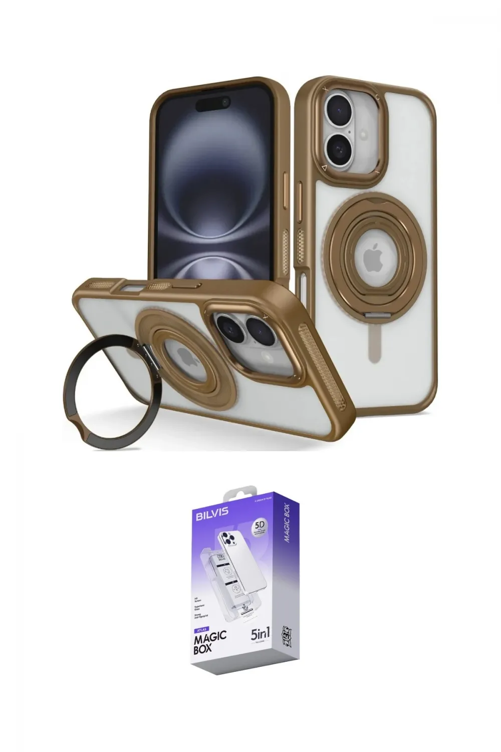 ieg™ iPhone 16 Kılıf Nova Minimal Serisi - Siyah Bilvis 5in1 3D Magic Cam Ekran Koruyucu