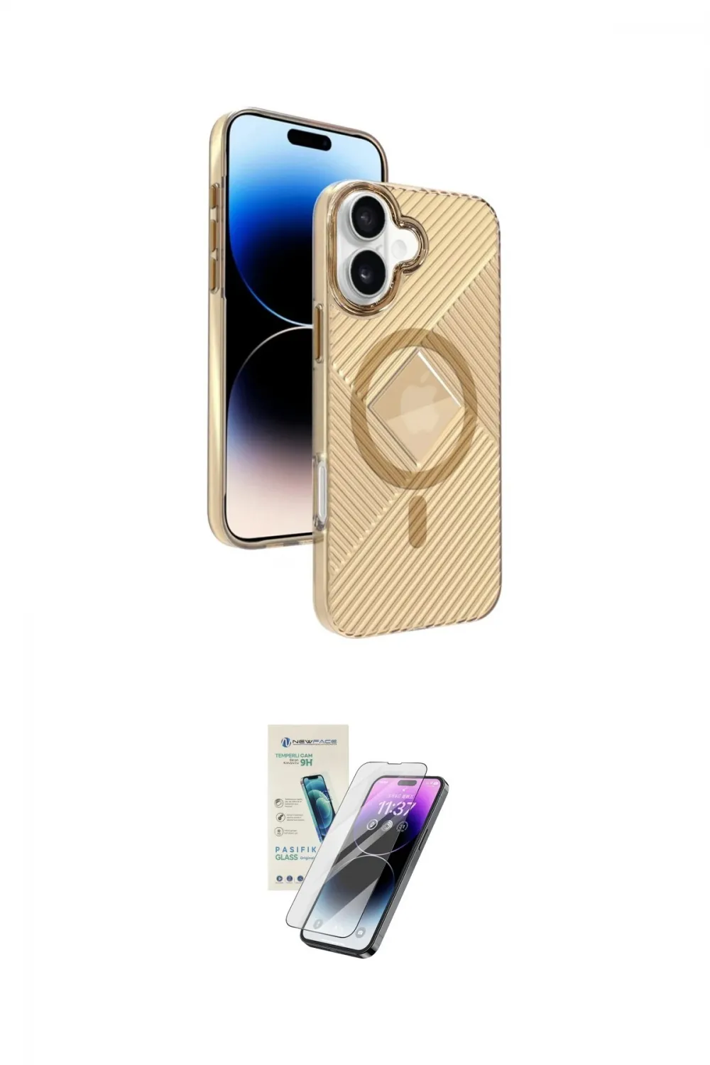 ieg™ iPhone 16 Kılıf Nova Modern Prime - Şeffaf Pasifik Cam Ekran Koruyucu