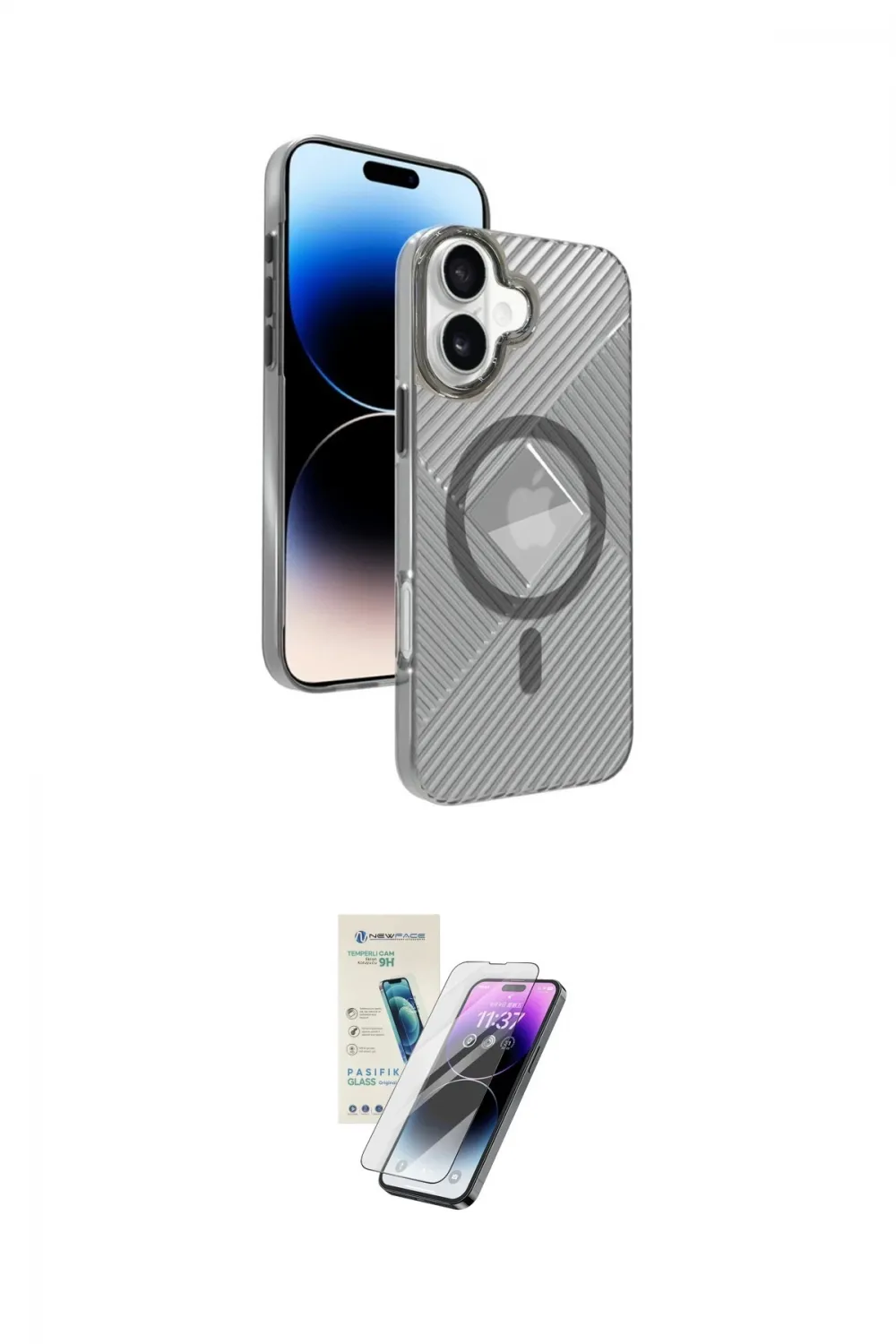 ieg™ iPhone 16 Kılıf Nova Modern Prime - Şeffaf Pasifik Cam Ekran Koruyucu
