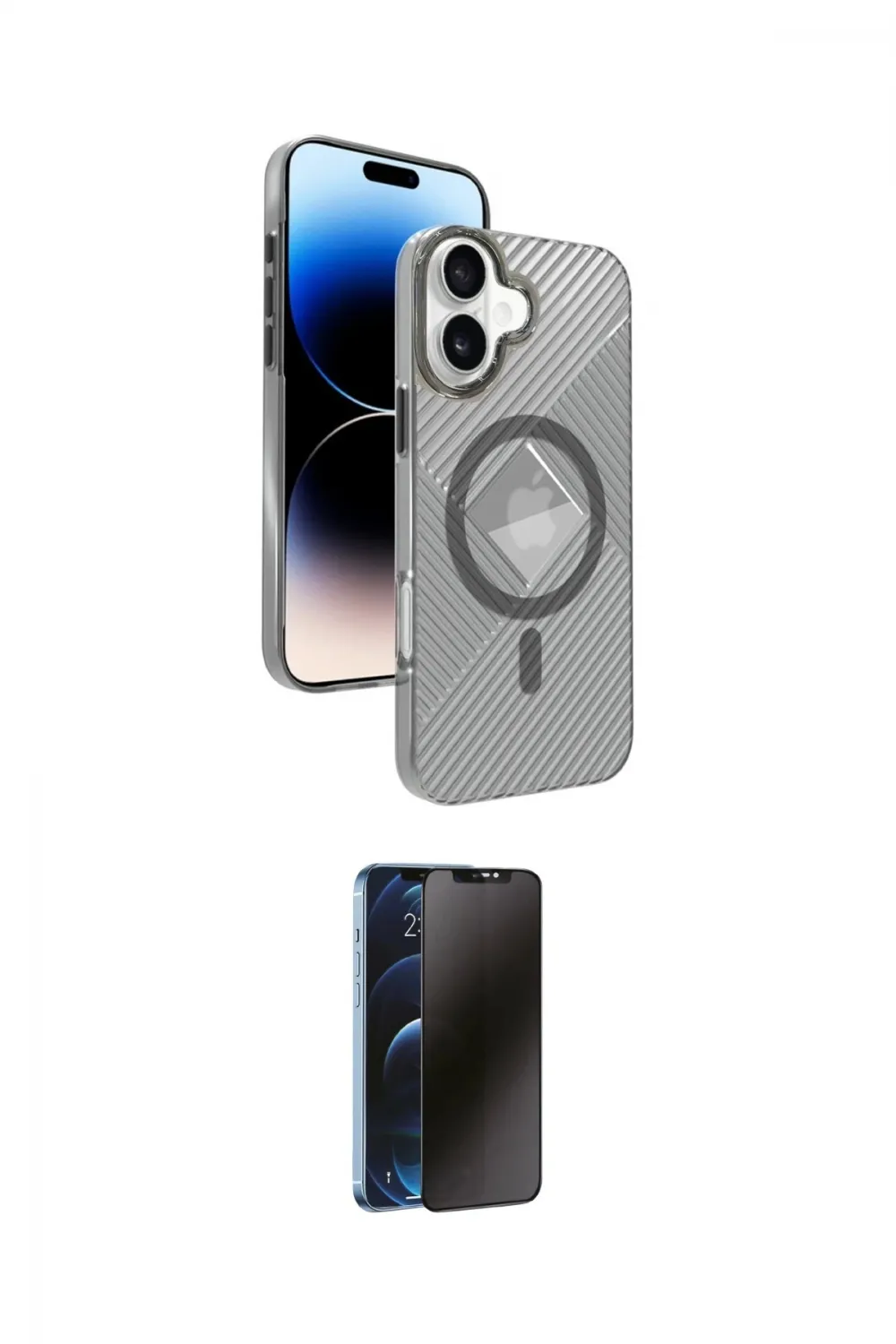 ieg™ iPhone 16 Kılıf Nova Modern Prime - Siyah 3D Antistatik Hayalet Cam Ekran Koruyucu