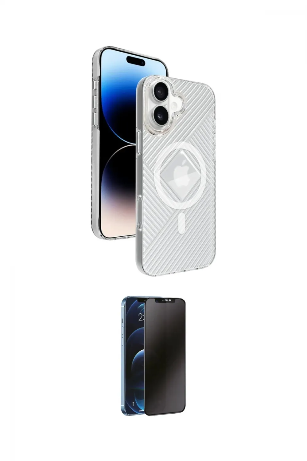 ieg™ iPhone 16 Kılıf Nova Modern Prime - Siyah 3D Antistatik Hayalet Cam Ekran Koruyucu