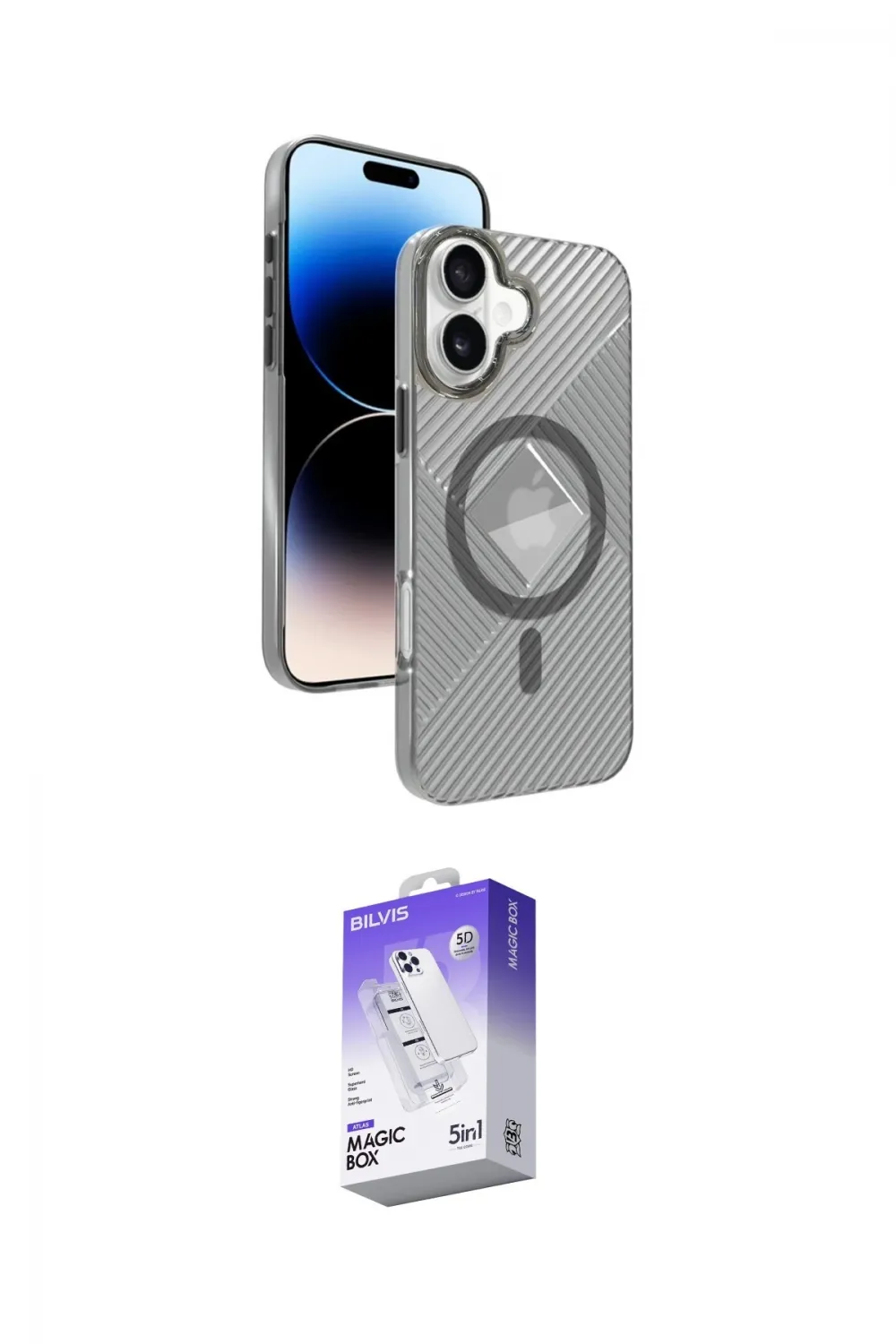 ieg™ iPhone 16 Kılıf Nova Modern Prime - Siyah Bilvis 5in1 3D Magic Cam Ekran Koruyucu