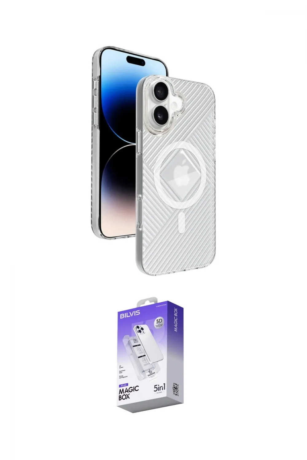 ieg™ iPhone 16 Kılıf Nova Modern Prime - Siyah Bilvis 5in1 3D Magic Cam Ekran Koruyucu