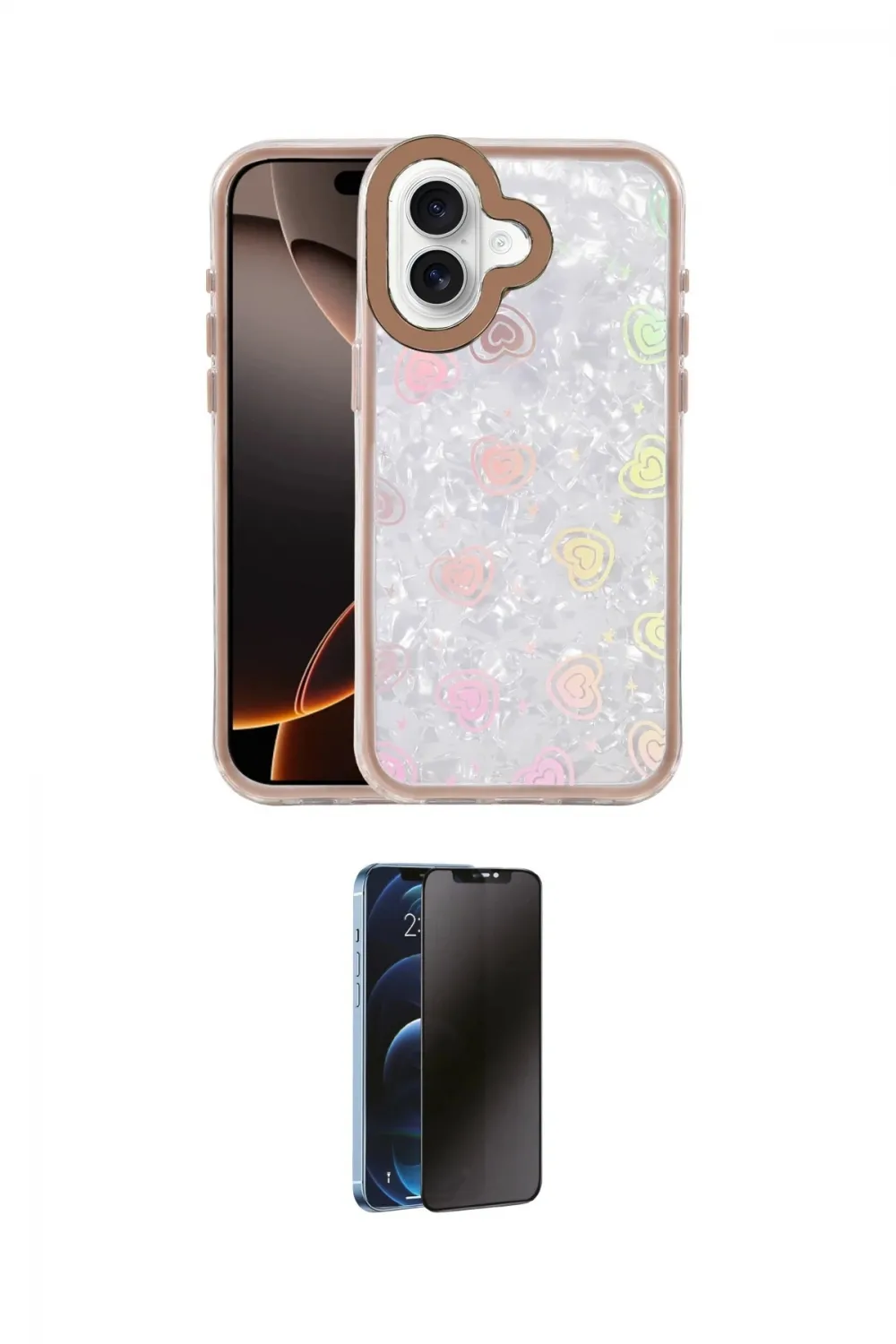 ieg™ iPhone 16 Kılıf Odak Prime - Siyah 3D Antistatik Hayalet Cam Ekran Koruyucu
