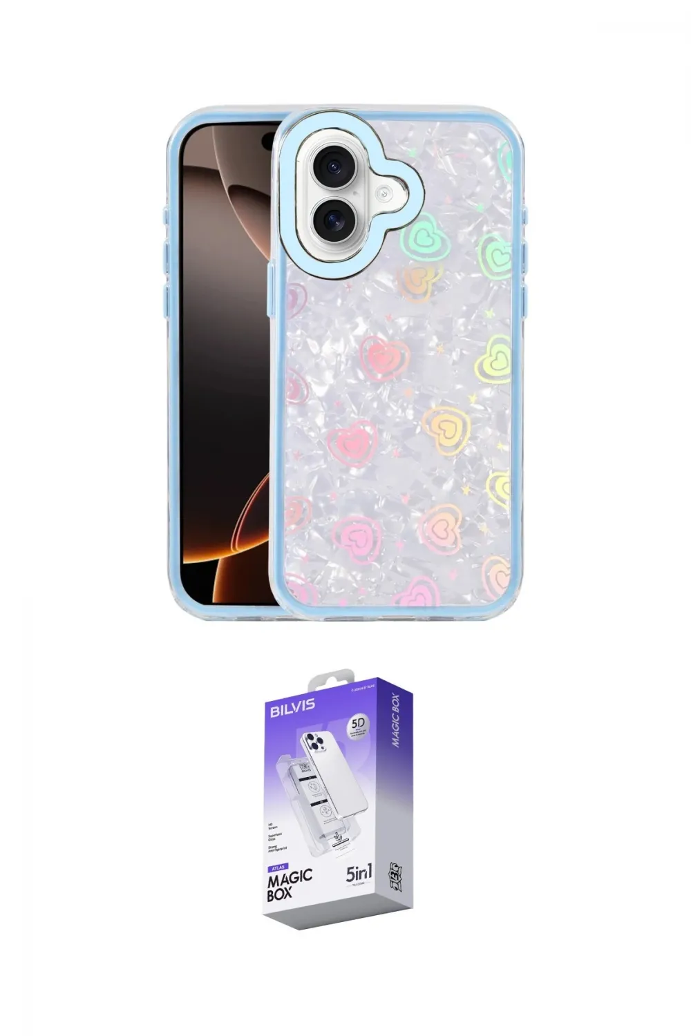 ieg™ iPhone 16 Kılıf Odak Prime - Siyah Bilvis 5in1 3D Magic Cam Ekran Koruyucu