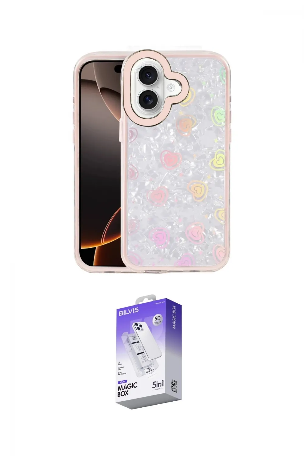 ieg™ iPhone 16 Kılıf Odak Prime - Siyah Bilvis 5in1 3D Magic Cam Ekran Koruyucu