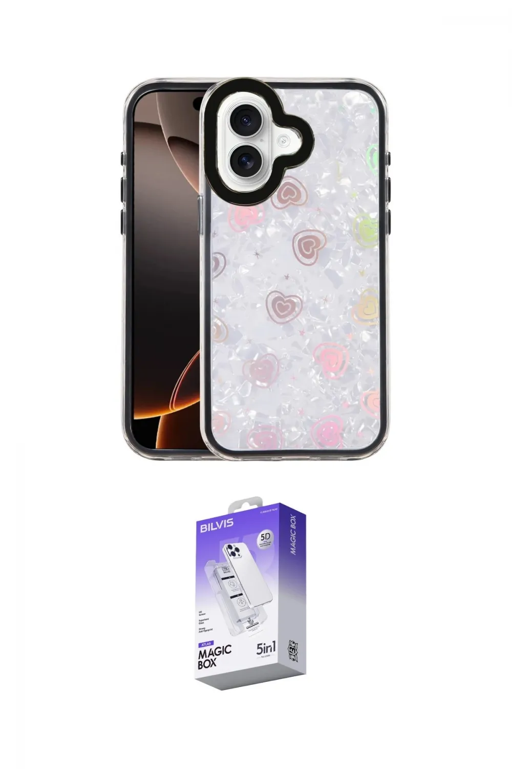 ieg™ iPhone 16 Kılıf Odak Prime - Siyah Bilvis 5in1 3D Magic Cam Ekran Koruyucu