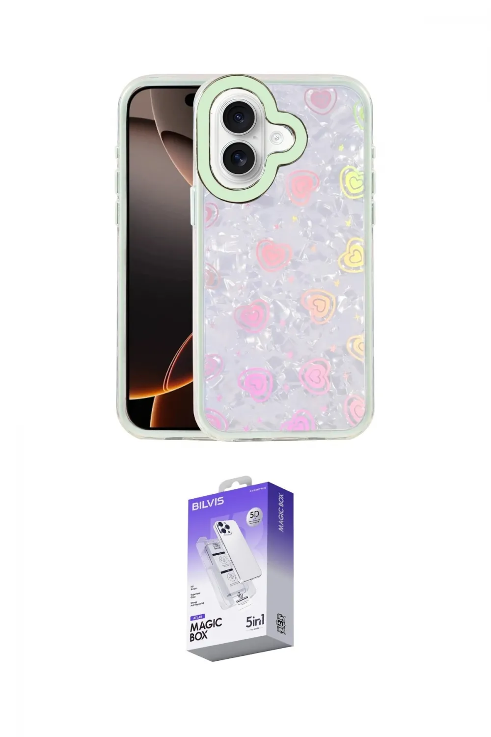 ieg™ iPhone 16 Kılıf Odak Prime - Siyah Bilvis 5in1 3D Magic Cam Ekran Koruyucu