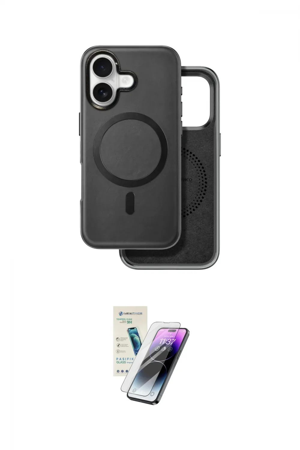 ieg™ iPhone 16 Kılıf Pusula Işık Koleksiyonu - Şeffaf Pasifik Cam Ekran Koruyucu