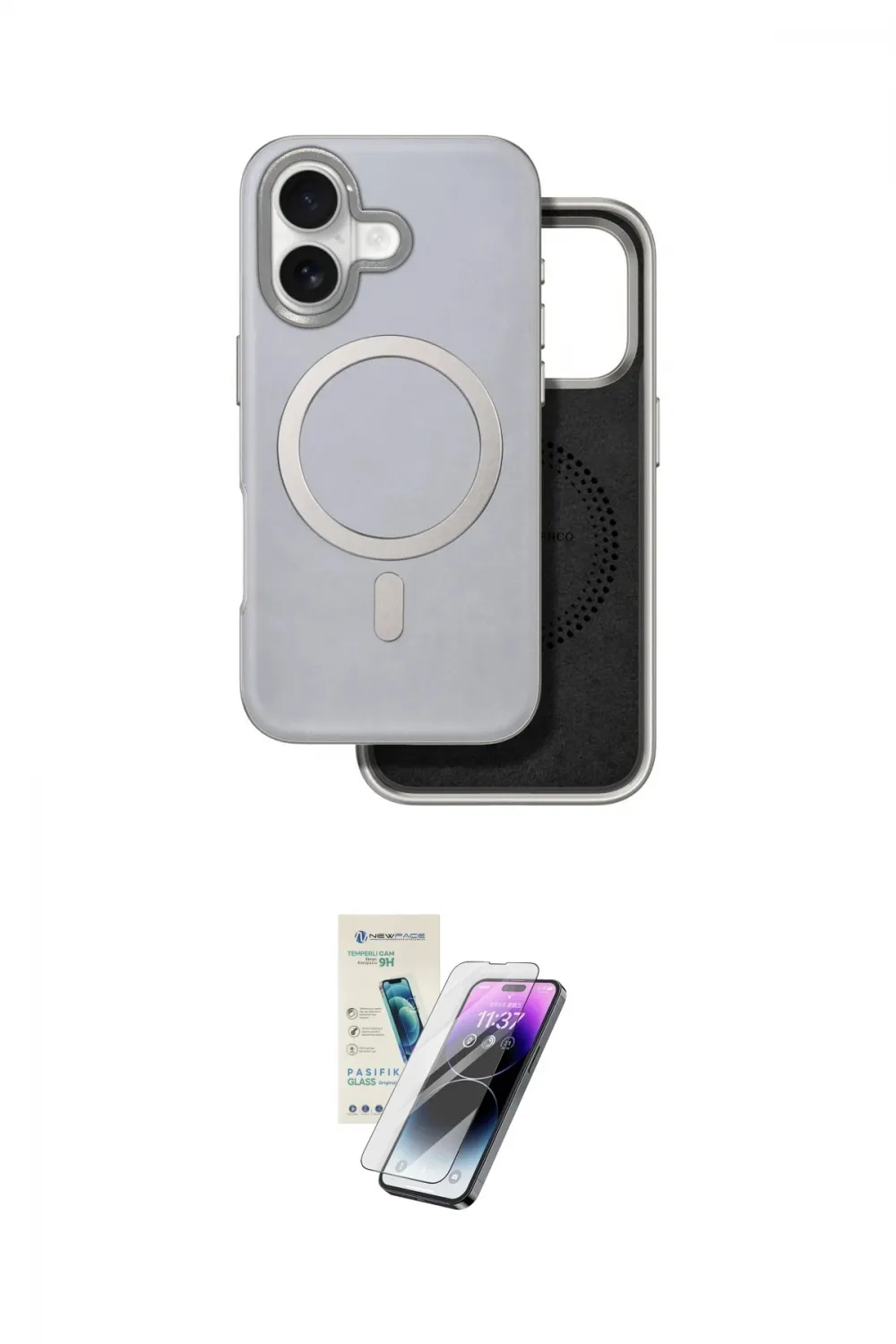 ieg™ iPhone 16 Kılıf Pusula Işık Koleksiyonu - Şeffaf Pasifik Cam Ekran Koruyucu