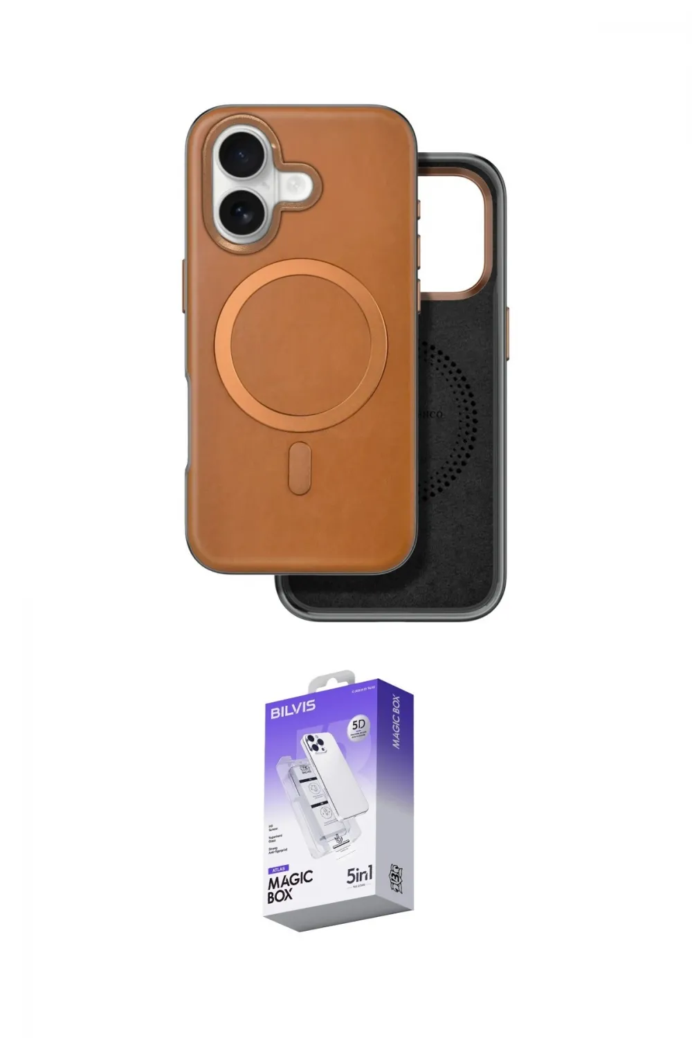 ieg™ iPhone 16 Kılıf Pusula Işık Koleksiyonu - Siyah Bilvis 5in1 3D Magic Cam Ekran Koruyucu