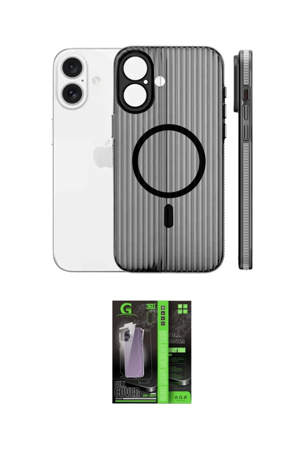 ieg™ iPhone 16 Kılıf Pusula Minimal Koleksiyonu - Şeffaf 360 Full Body Arka Koruyucu