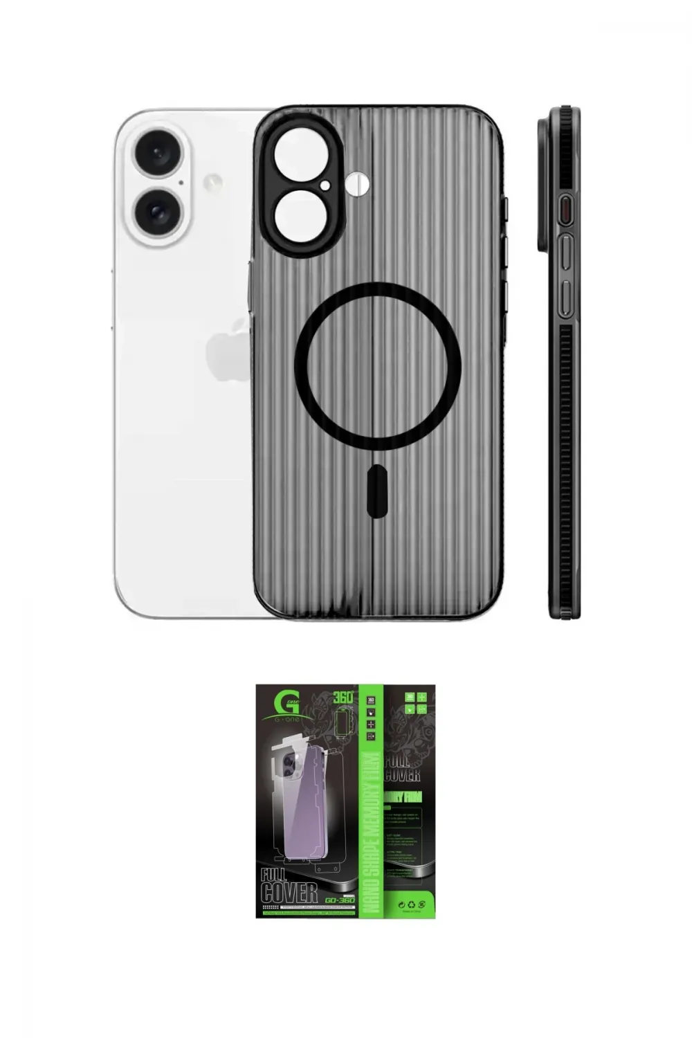 ieg™ iPhone 16 Kılıf Pusula Minimal Koleksiyonu - Şeffaf 360 Full Body Arka Koruyucu