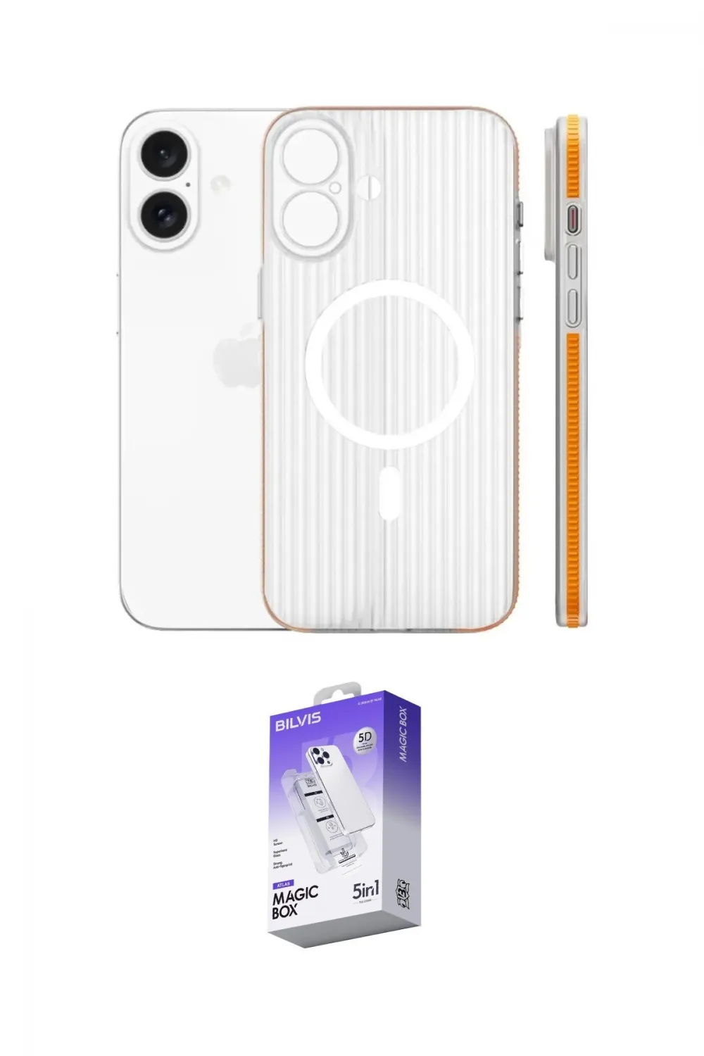 ieg™ iPhone 16 Kılıf Pusula Minimal Koleksiyonu - Siyah Bilvis 5in1 3D Magic Cam Ekran Koruyucu