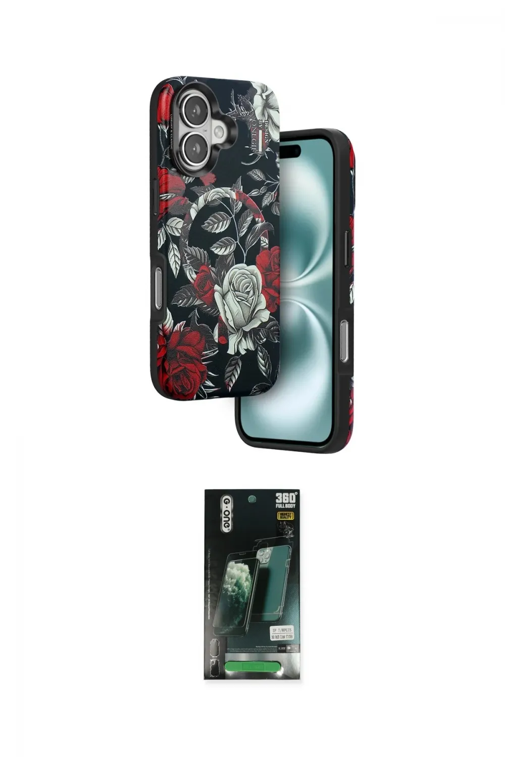 ieg™ iPhone 16 Kılıf Siluet Doku - Siyah 360 Mat Full Body Arka Koruyucu