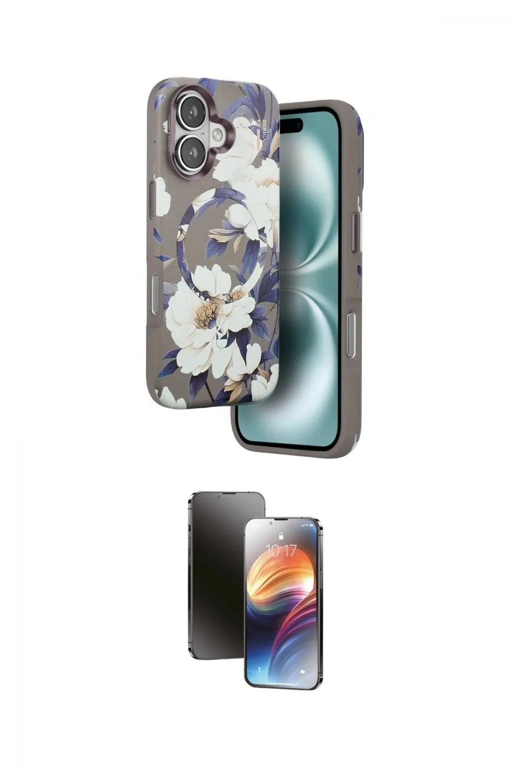 ieg™ iPhone 16 Kılıf Siluet Doku - Siyah 3D Antistatik Mat Seramik Nano Ekran Koruyucu