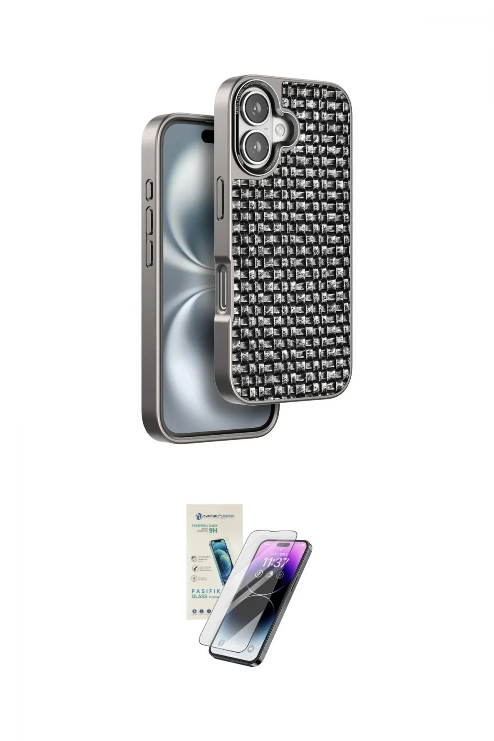 ieg™ iPhone 16 Kılıf Siluet Form Serisi - Şeffaf Pasifik Cam Ekran Koruyucu