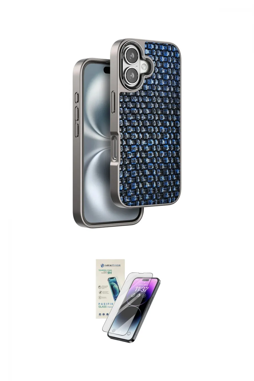 ieg™ iPhone 16 Kılıf Siluet Form Serisi - Şeffaf Pasifik Cam Ekran Koruyucu