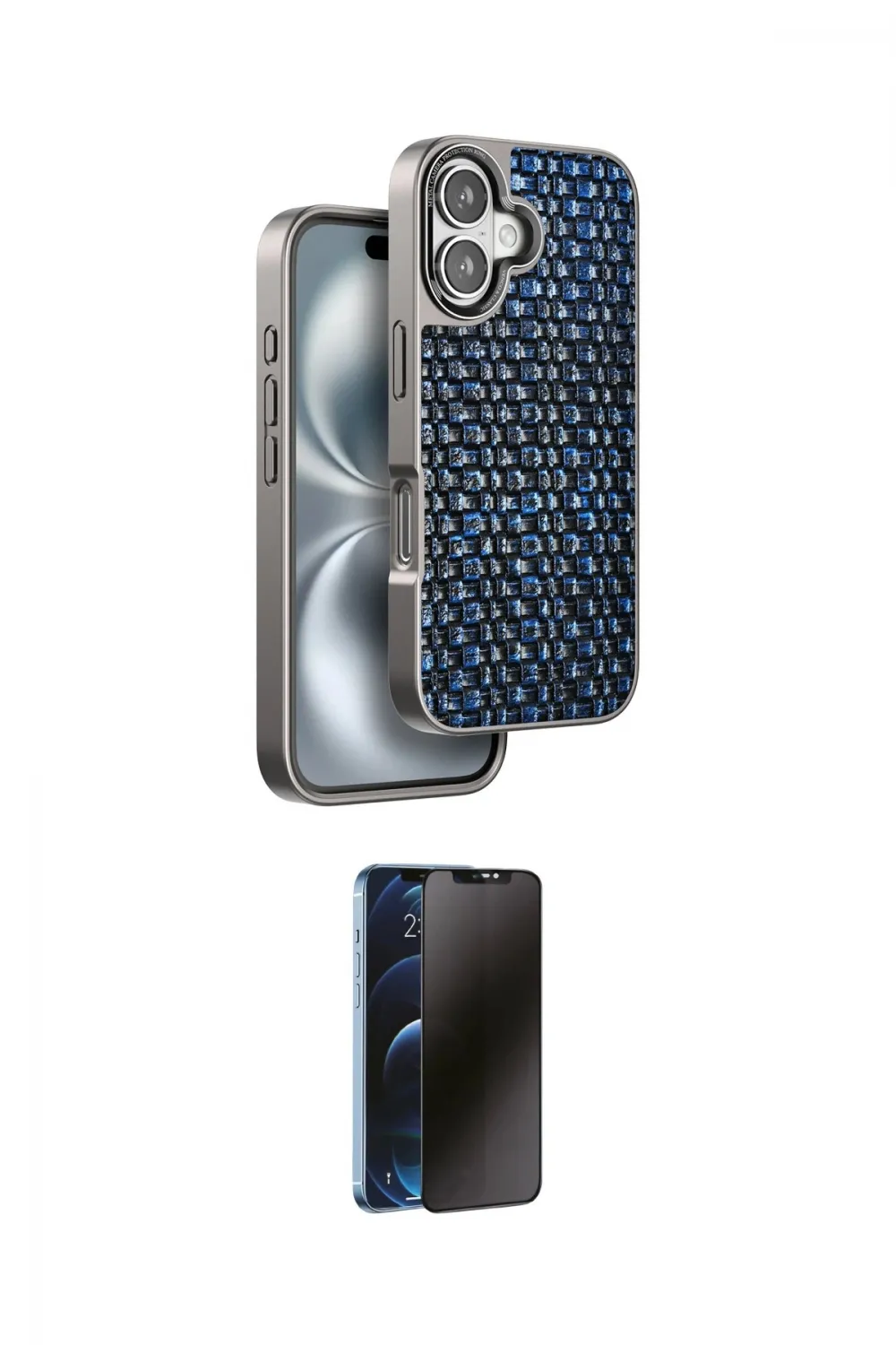 ieg™ iPhone 16 Kılıf Siluet Form Serisi - Siyah 3D Antistatik Hayalet Cam Ekran Koruyucu
