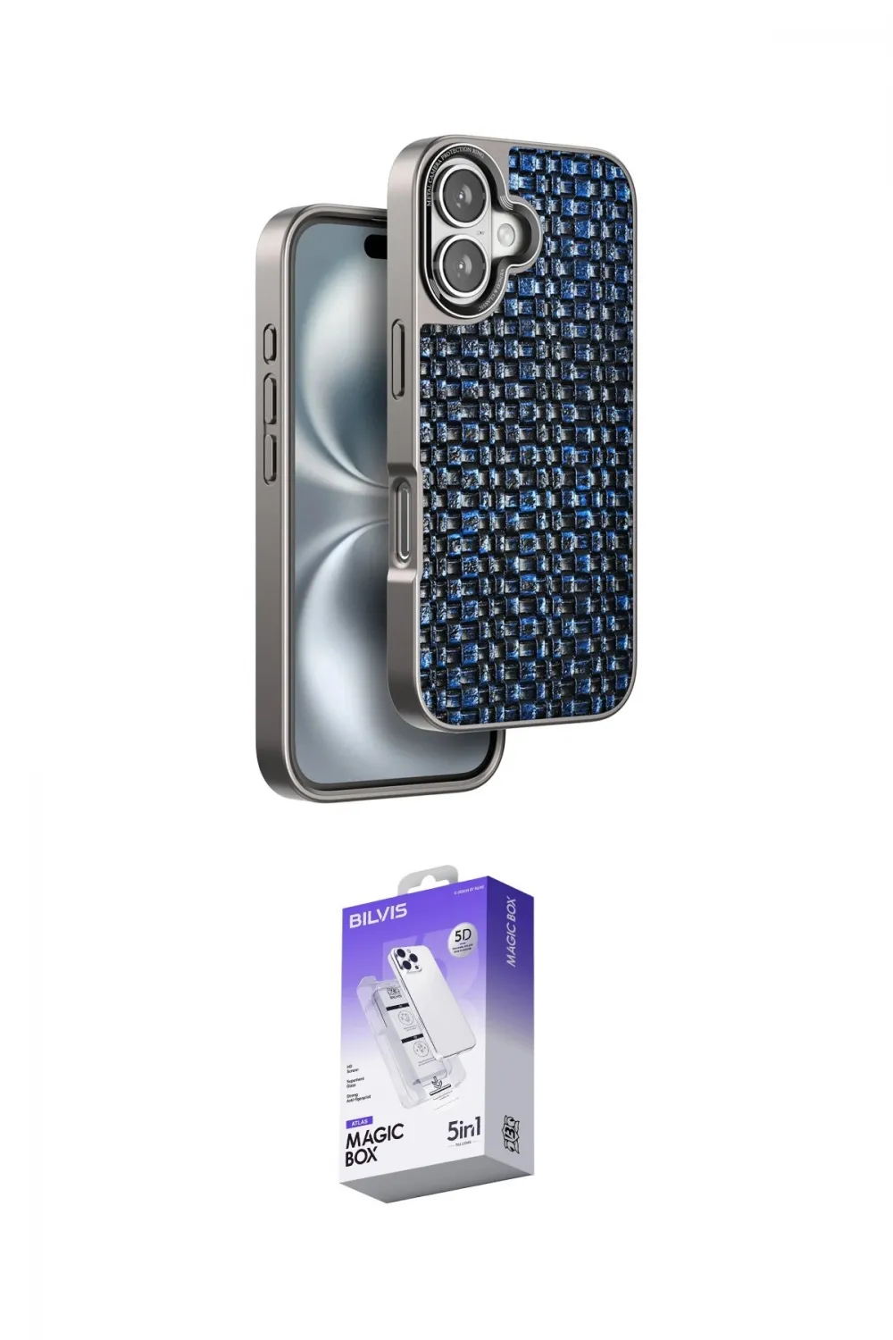 ieg™ iPhone 16 Kılıf Siluet Form Serisi - Siyah Bilvis 5in1 3D Magic Cam Ekran Koruyucu