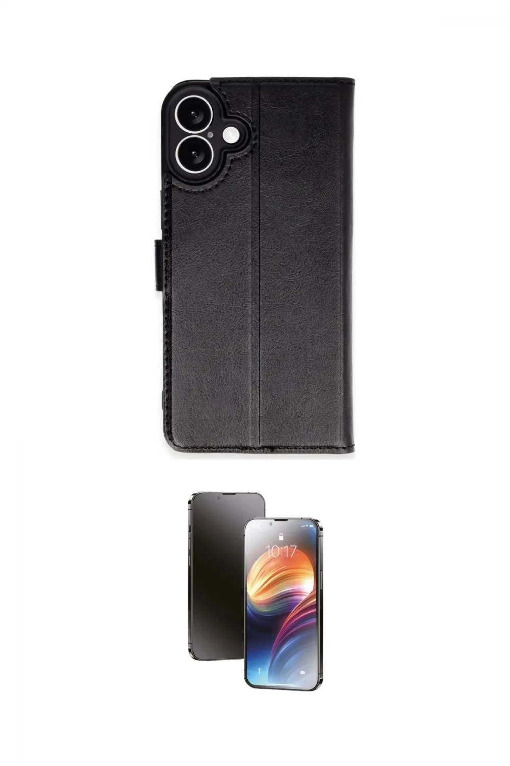 ieg™ iPhone 16 Kılıf Siluet Işık Serisi - Siyah 3D Antistatik Mat Seramik Nano Ekran Koruyucu