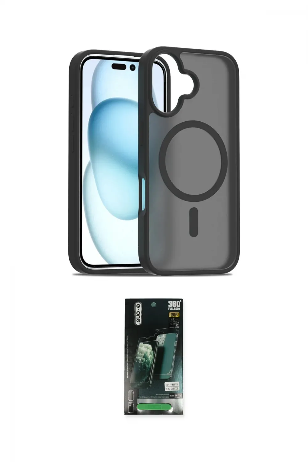 ieg™ iPhone 16 Kılıf Siluet Minimal Prime - Siyah 360 Mat Full Body Arka Koruyucu