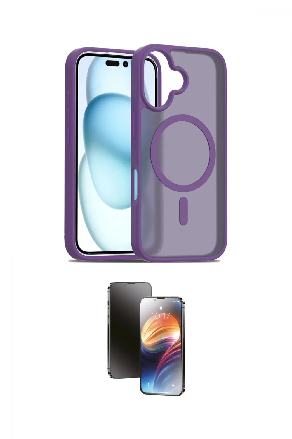 ieg™ iPhone 16 Kılıf Siluet Minimal Prime - Siyah 3D Antistatik Mat Seramik Nano Ekran Koruyucu