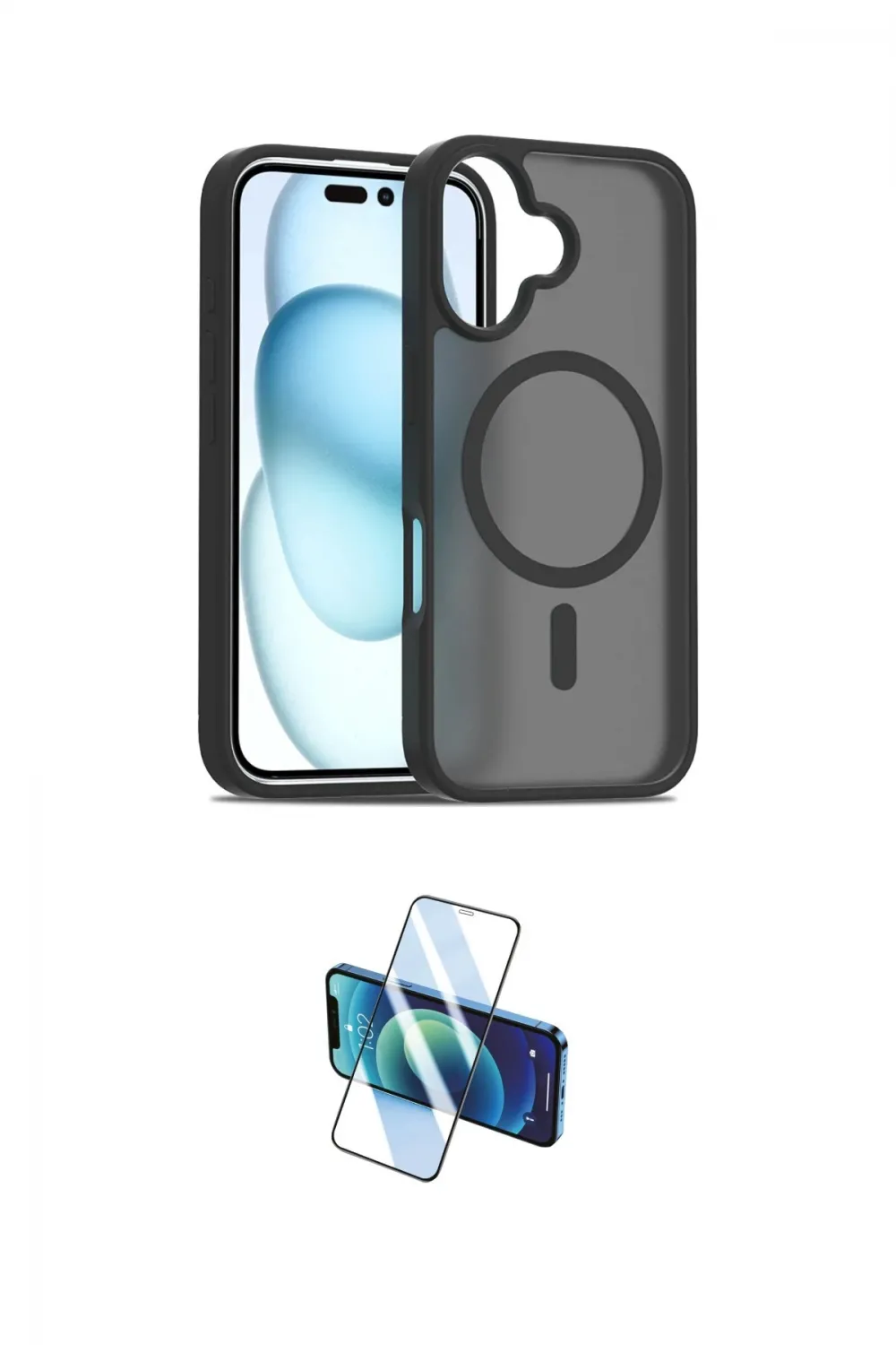 ieg™ iPhone 16 Kılıf Siluet Minimal Prime - Siyah 3D Antistatik Seramik Nano Ekran Koruyucu