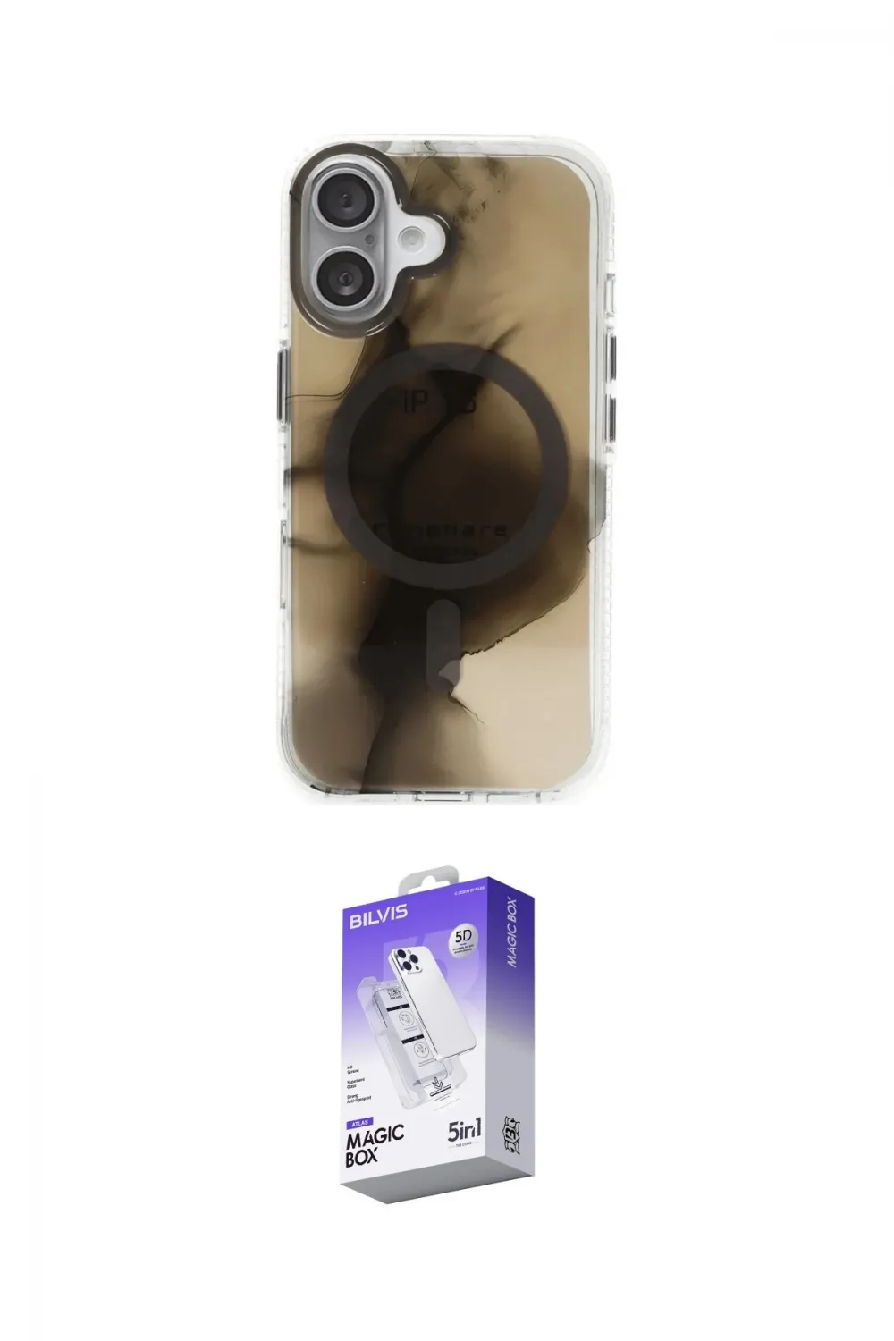 ieg™ iPhone 16 Kılıf Ufuk Doku Prime - Siyah Bilvis 5in1 3D Magic Cam Ekran Koruyucu