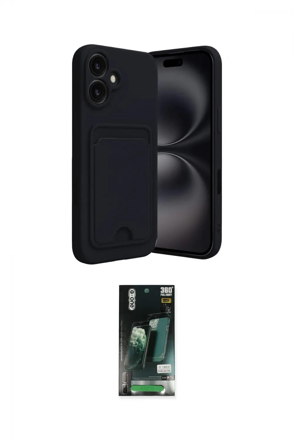 ieg™ iPhone 16 Kılıf Vadi Çizgi Prime - Siyah 360 Mat Full Body Arka Koruyucu