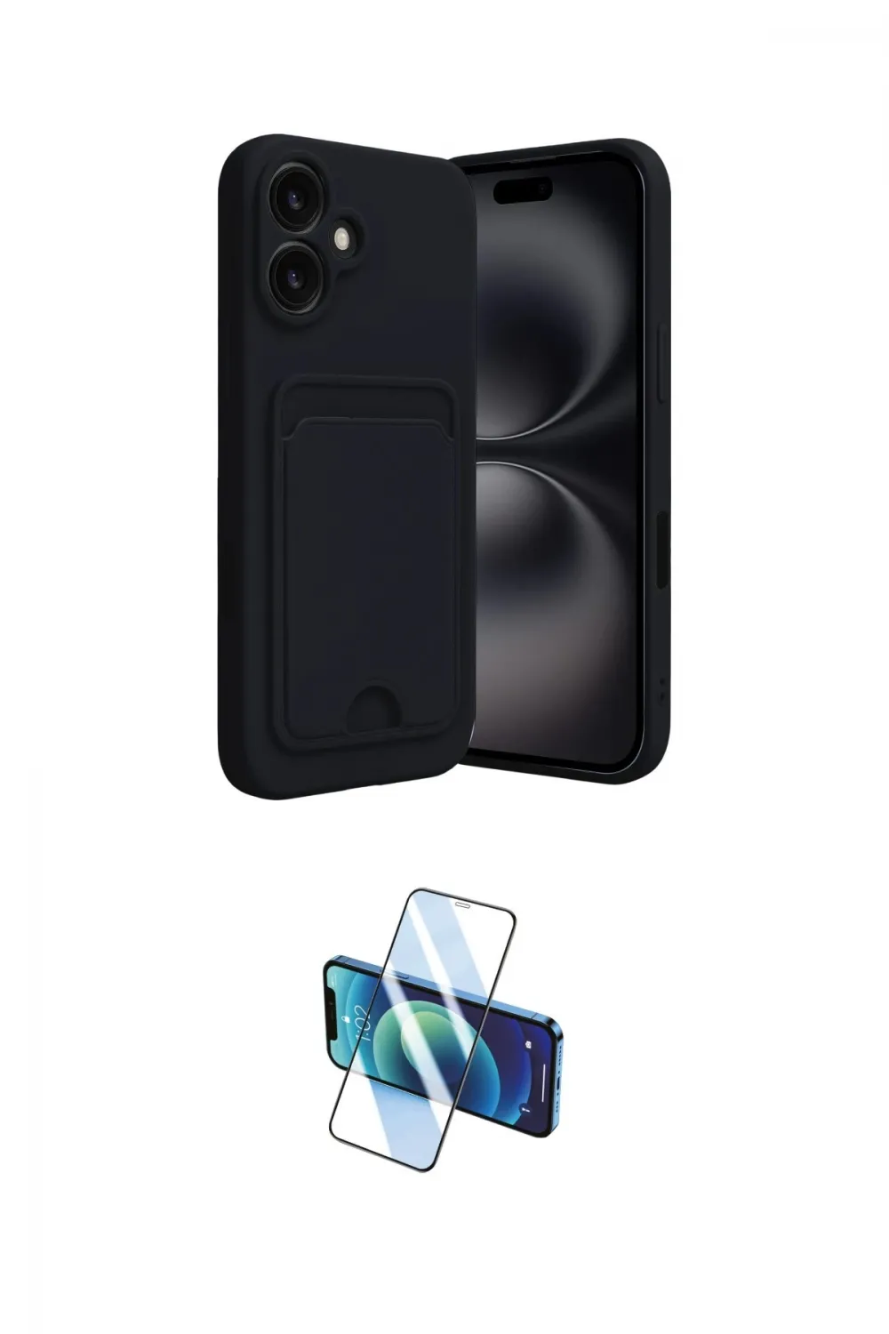 ieg™ iPhone 16 Kılıf Vadi Çizgi Prime - Siyah 3D Antistatik Seramik Nano Ekran Koruyucu