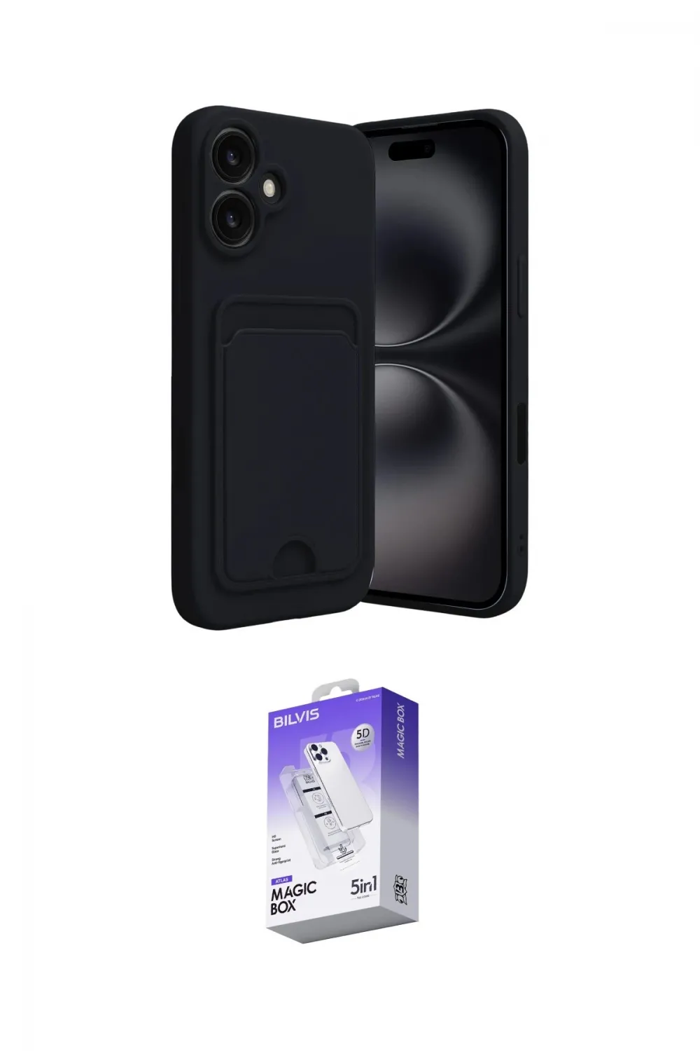 ieg™ iPhone 16 Kılıf Vadi Çizgi Prime - Siyah Bilvis 5in1 3D Magic Cam Ekran Koruyucu