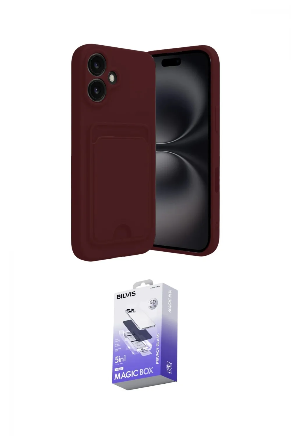 ieg™ iPhone 16 Kılıf Vadi Çizgi Prime - Siyah Bilvis 5in1 5D Magic Hayalet Cam Ekran Koruyucu