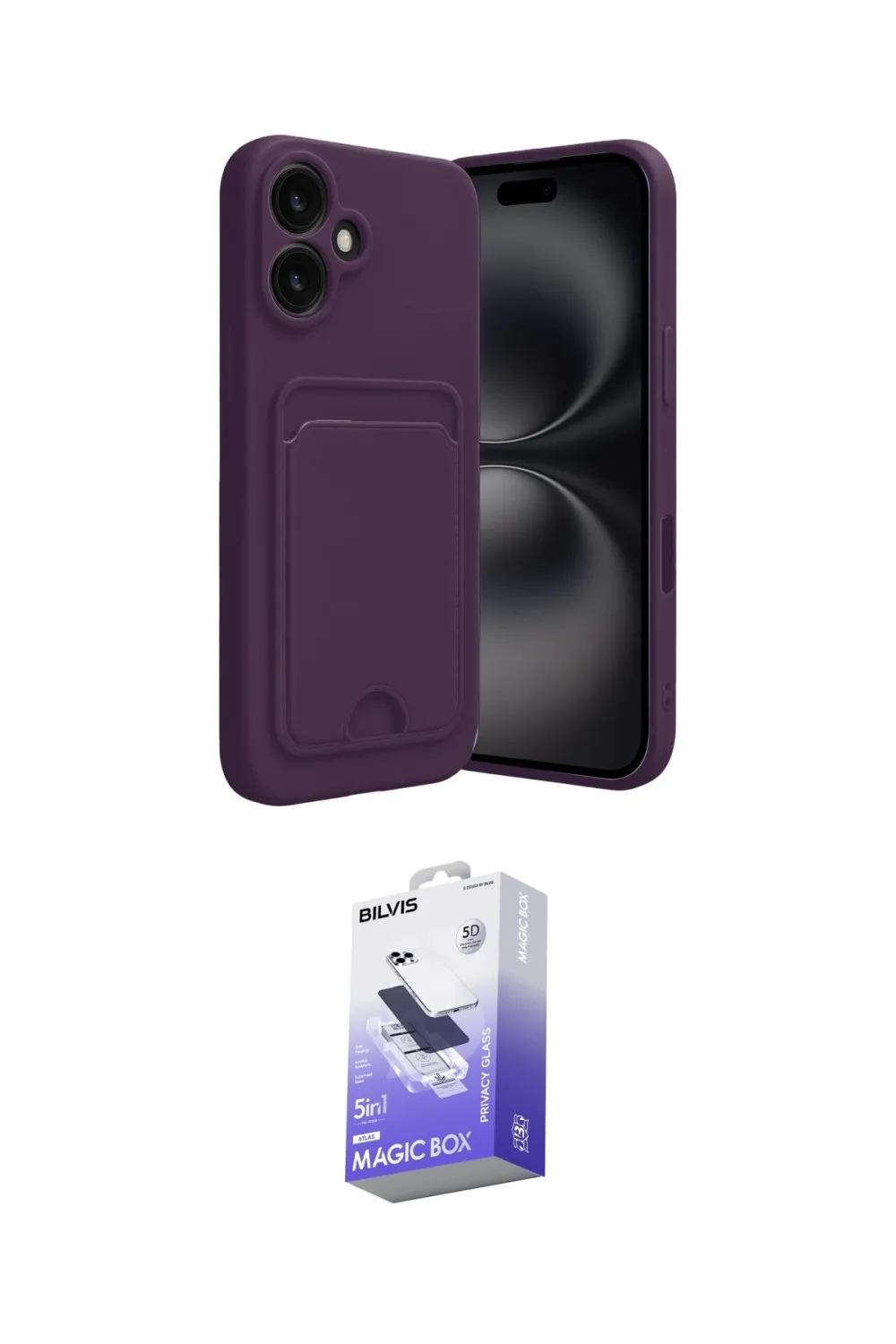 ieg™ iPhone 16 Kılıf Vadi Çizgi Prime - Siyah Bilvis 5in1 5D Magic Hayalet Cam Ekran Koruyucu
