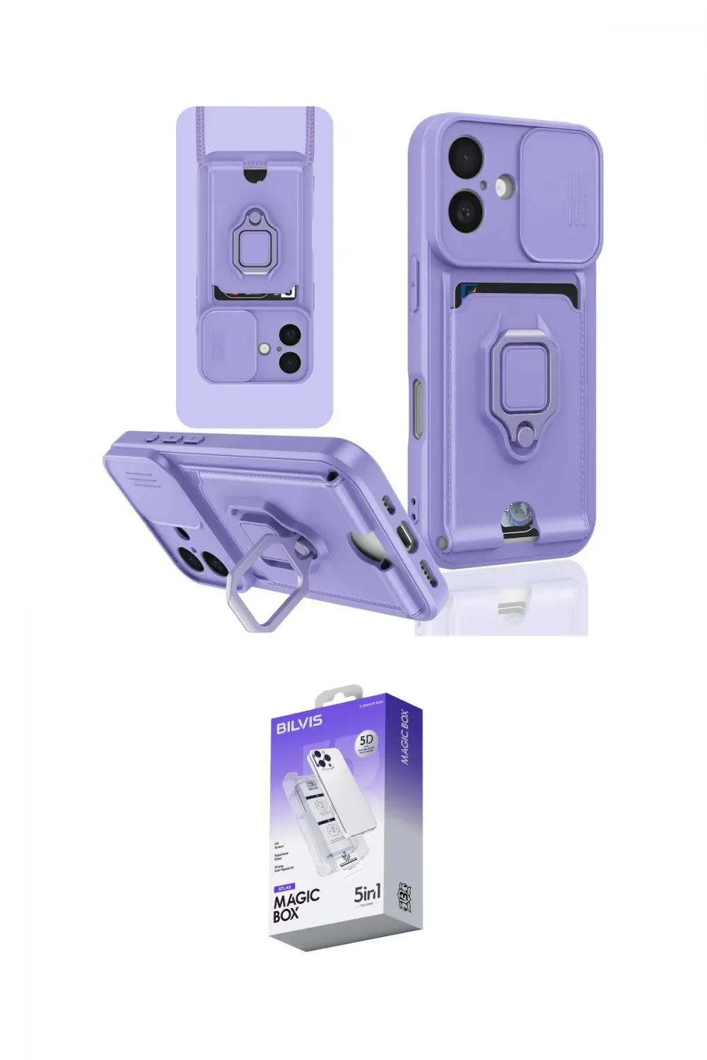 ieg™ iPhone 16 Kılıf Vadi Form Prime - Siyah Bilvis 5in1 3D Magic Cam Ekran Koruyucu