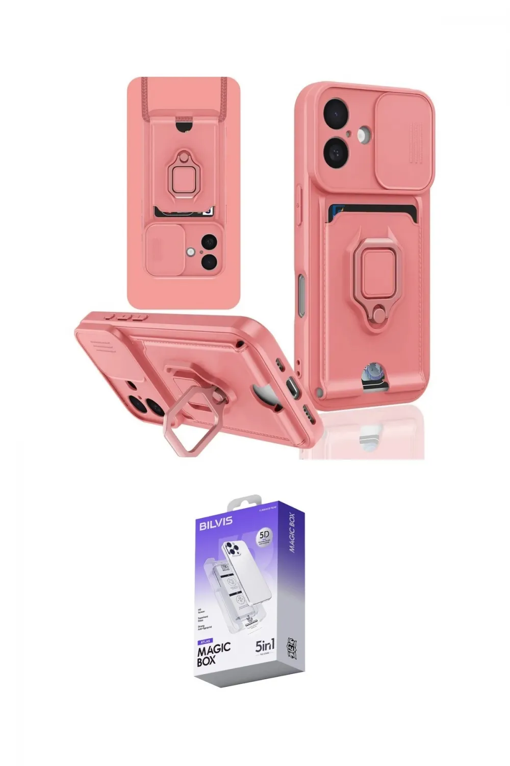 ieg™ iPhone 16 Kılıf Vadi Form Prime - Siyah Bilvis 5in1 3D Magic Cam Ekran Koruyucu