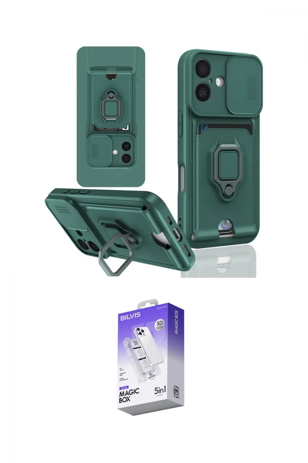ieg™ iPhone 16 Kılıf Vadi Form Prime - Siyah Bilvis 5in1 3D Magic Cam Ekran Koruyucu