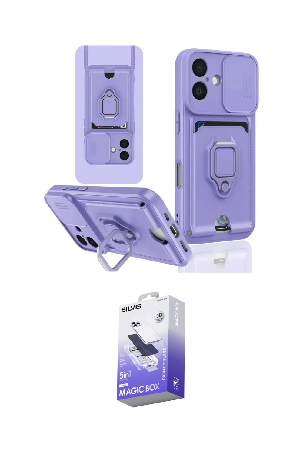 ieg™ iPhone 16 Kılıf Vadi Form Prime - Siyah Bilvis 5in1 5D Magic Hayalet Cam Ekran Koruyucu