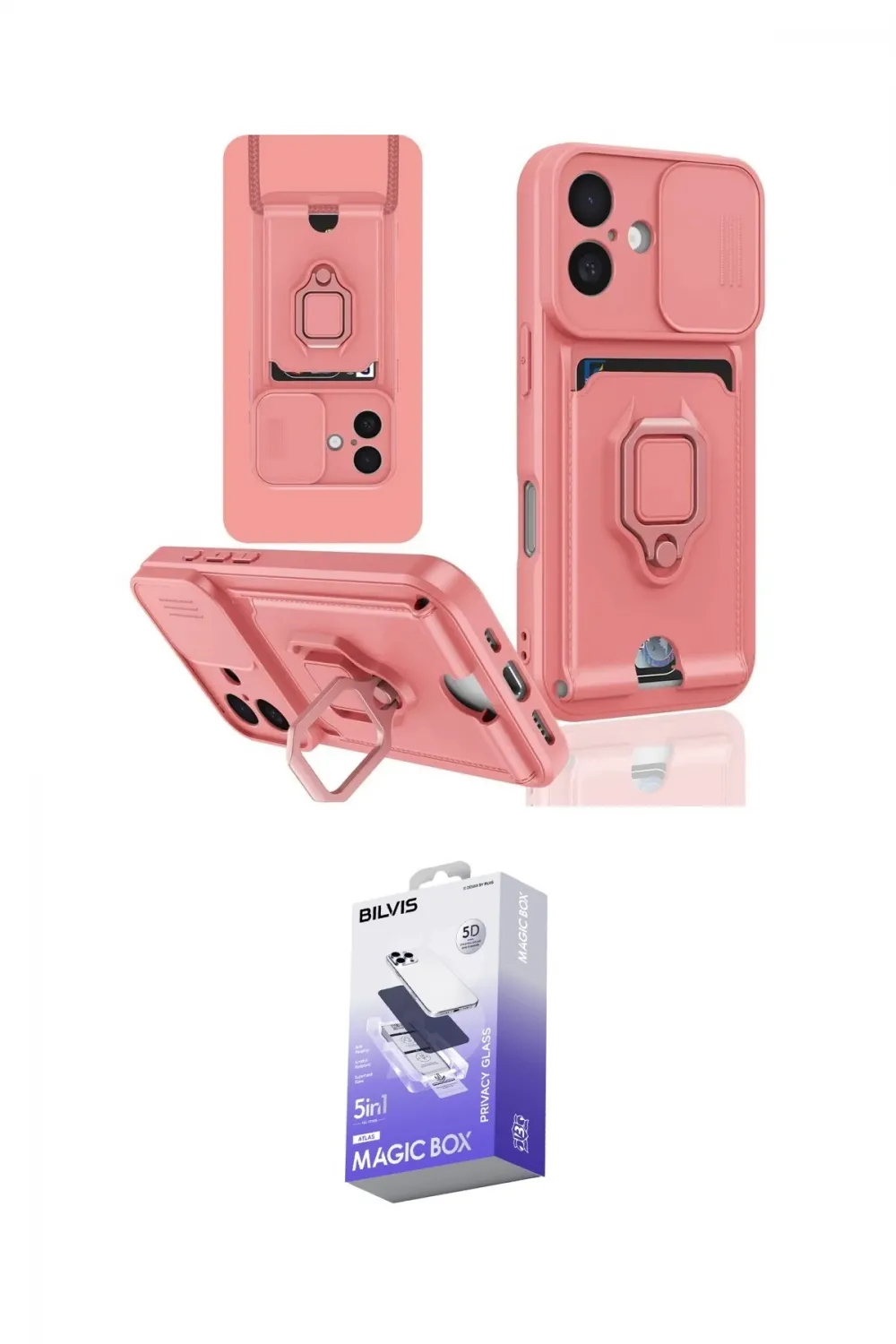 ieg™ iPhone 16 Kılıf Vadi Form Prime - Siyah Bilvis 5in1 5D Magic Hayalet Cam Ekran Koruyucu