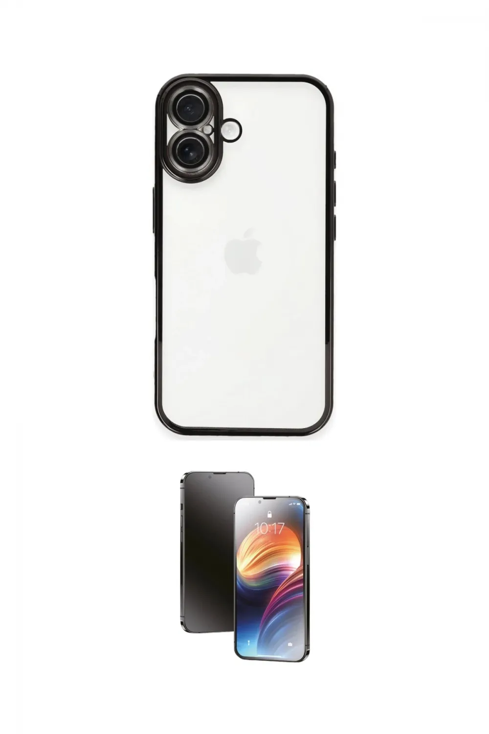 ieg™ iPhone 16 Kılıf Vadi Minimal - Siyah 3D Antistatik Mat Seramik Nano Ekran Koruyucu