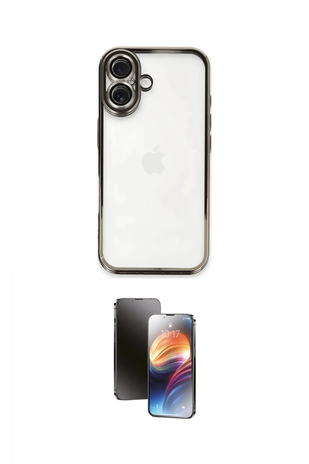 ieg™ iPhone 16 Kılıf Vadi Minimal - Siyah 3D Antistatik Mat Seramik Nano Ekran Koruyucu